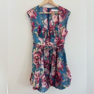 Zimmermann Floral Print Linen Bubble Dress